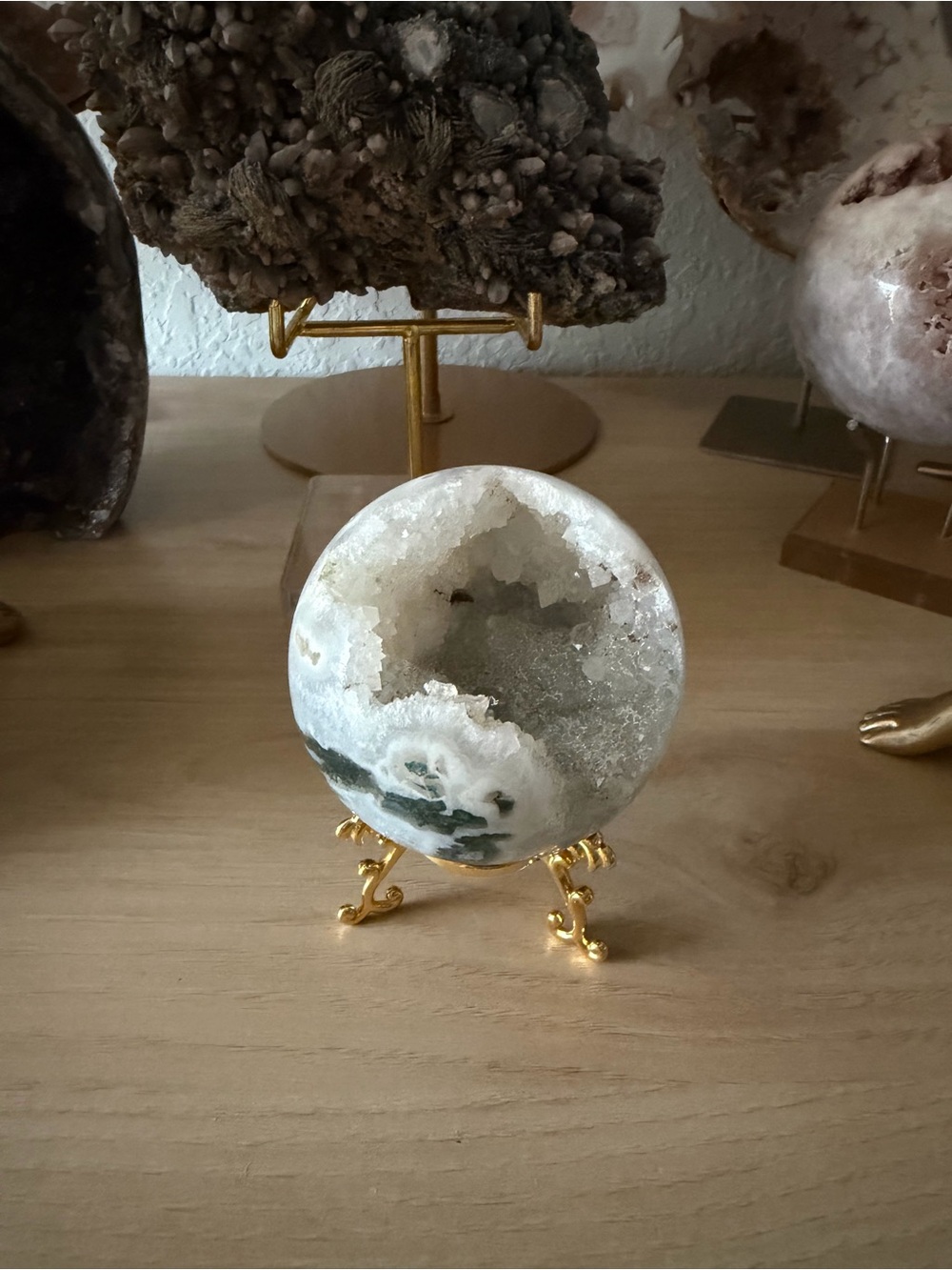 Super Druzy Beautiful Moss Agate Natural Crystal Sphere